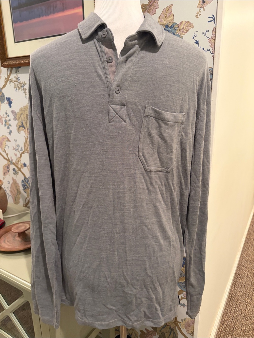 Smartwool Men’s Merino Wool Gray Long Sleeved Sport Polo